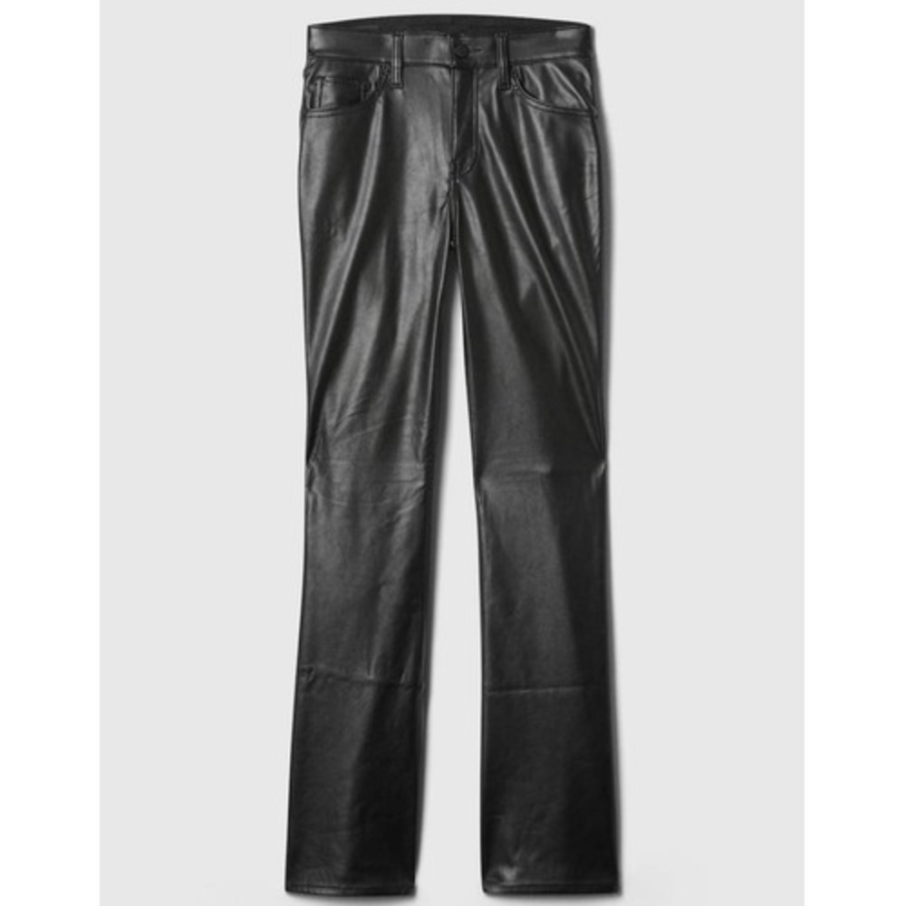 GAP Baby Boot Mid Rise Faux Leather Pants Black Women's Size 29 8 - Picture 3 of 12